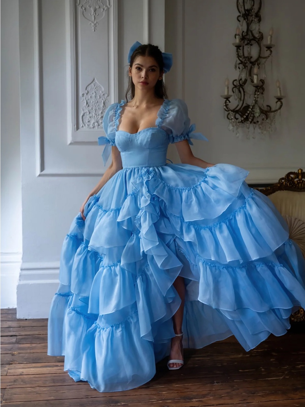 Fanciful Doll Glass Slipper Gown Blue Mademoiselle Dress Size 14 (XL)
